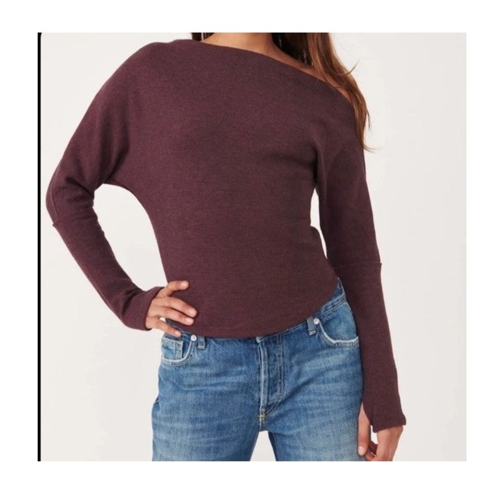 Free People We The Free Fuji Plum Jam One Shoulder Thermal Top Medium